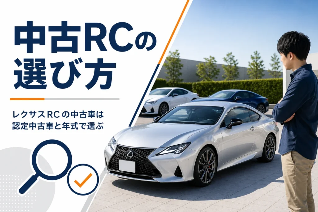 レクサスRCの中古車の選び方と認定中古車について紹介する記事のアイキャッチ