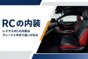 レクサスRCの内装をグレード別に紹介する記事のアイキャッチ
